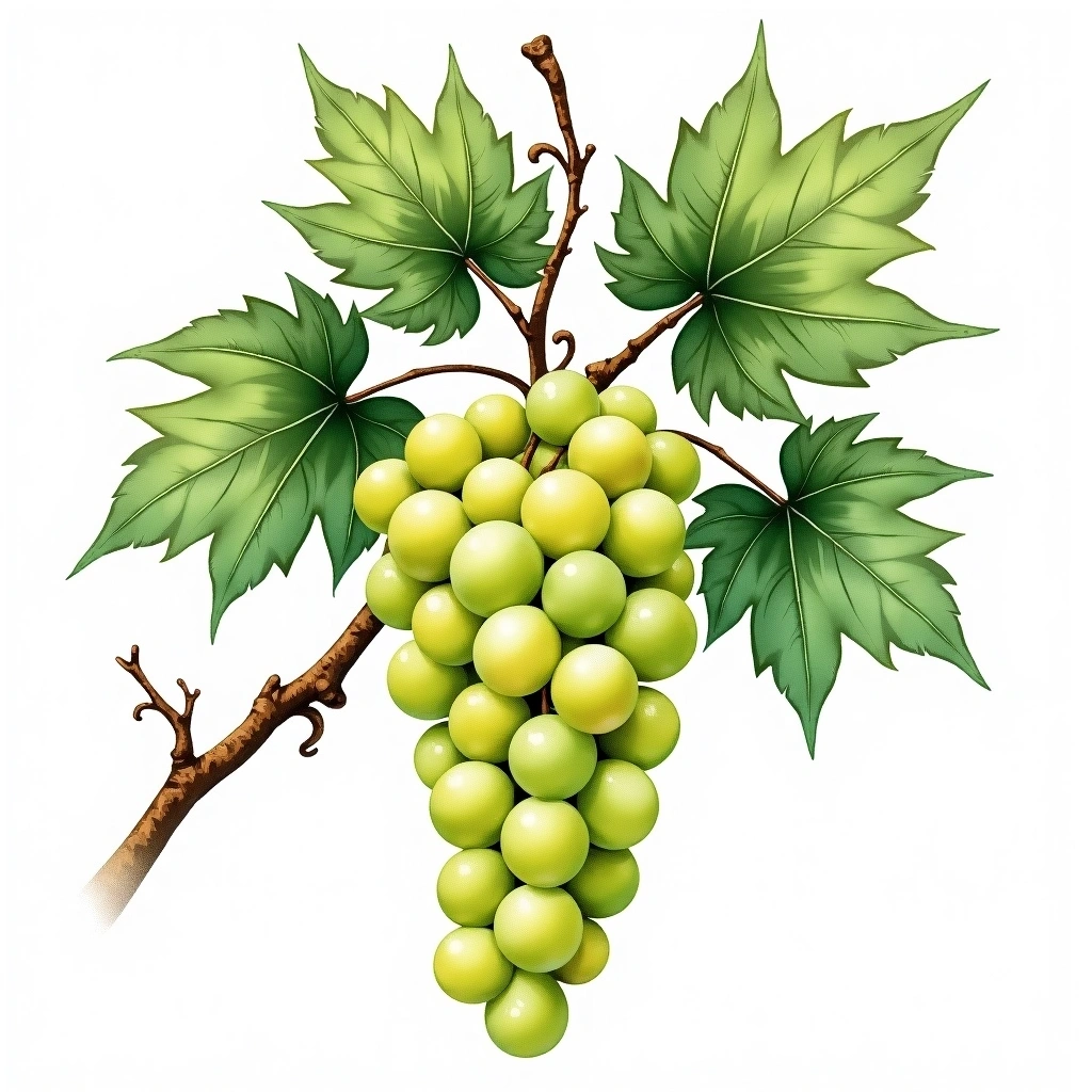 Müller-Thurgau grape variety — White watercolor illustration