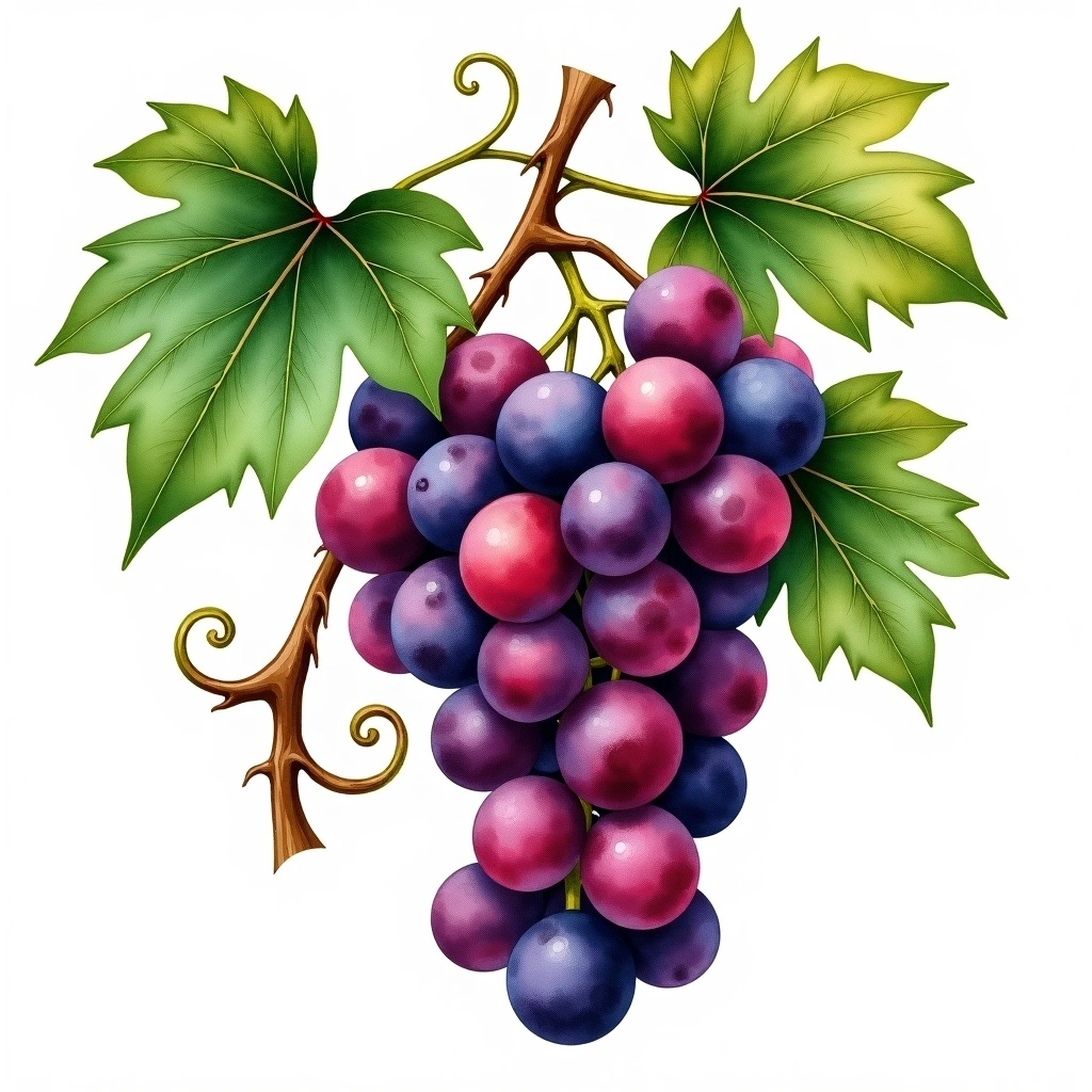 Muscadine grape variety — Red watercolor illustration