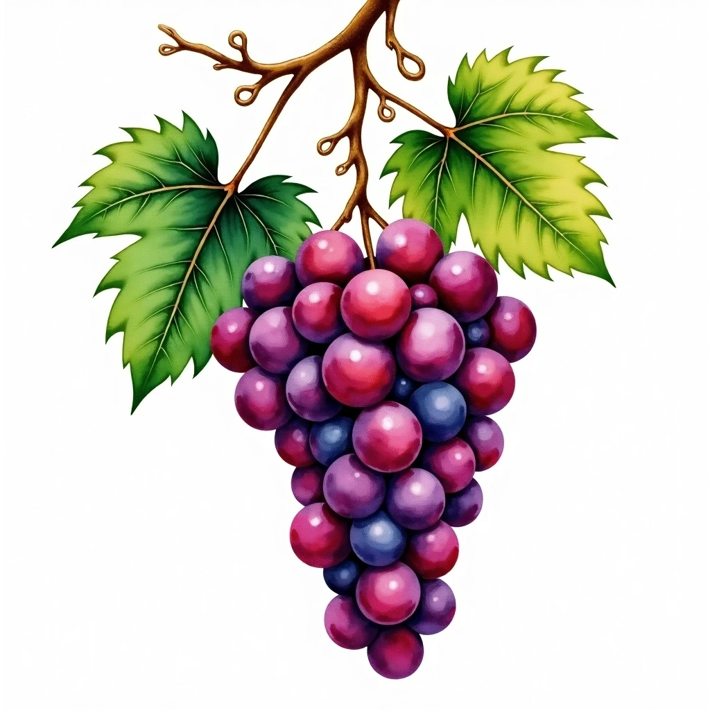 Muscardin grape variety — Red watercolor illustration