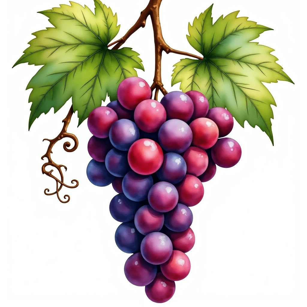 Muscat Bailey A grape variety — Red watercolor illustration