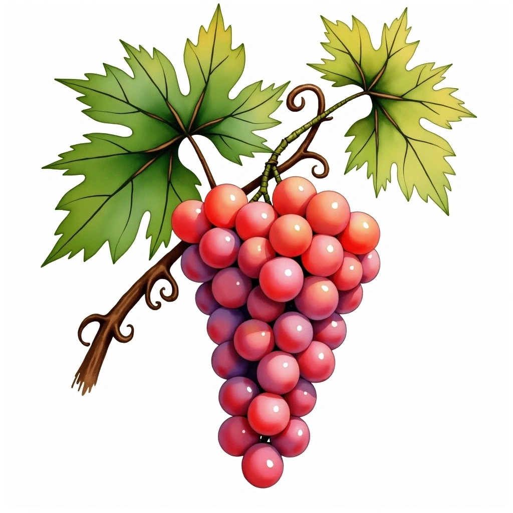 Muscat Noir grape variety — Rosé watercolor illustration