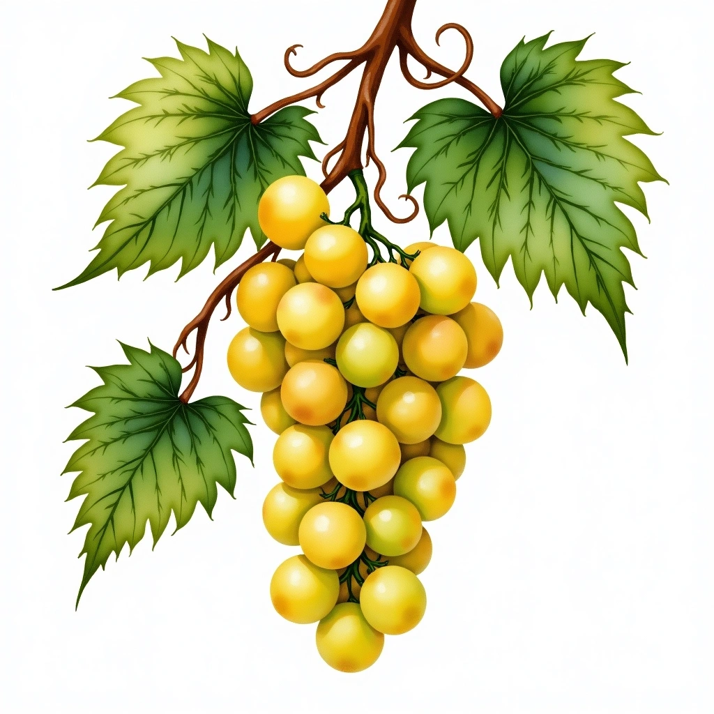 Muscat of Setúbal grape variety — White watercolor illustration