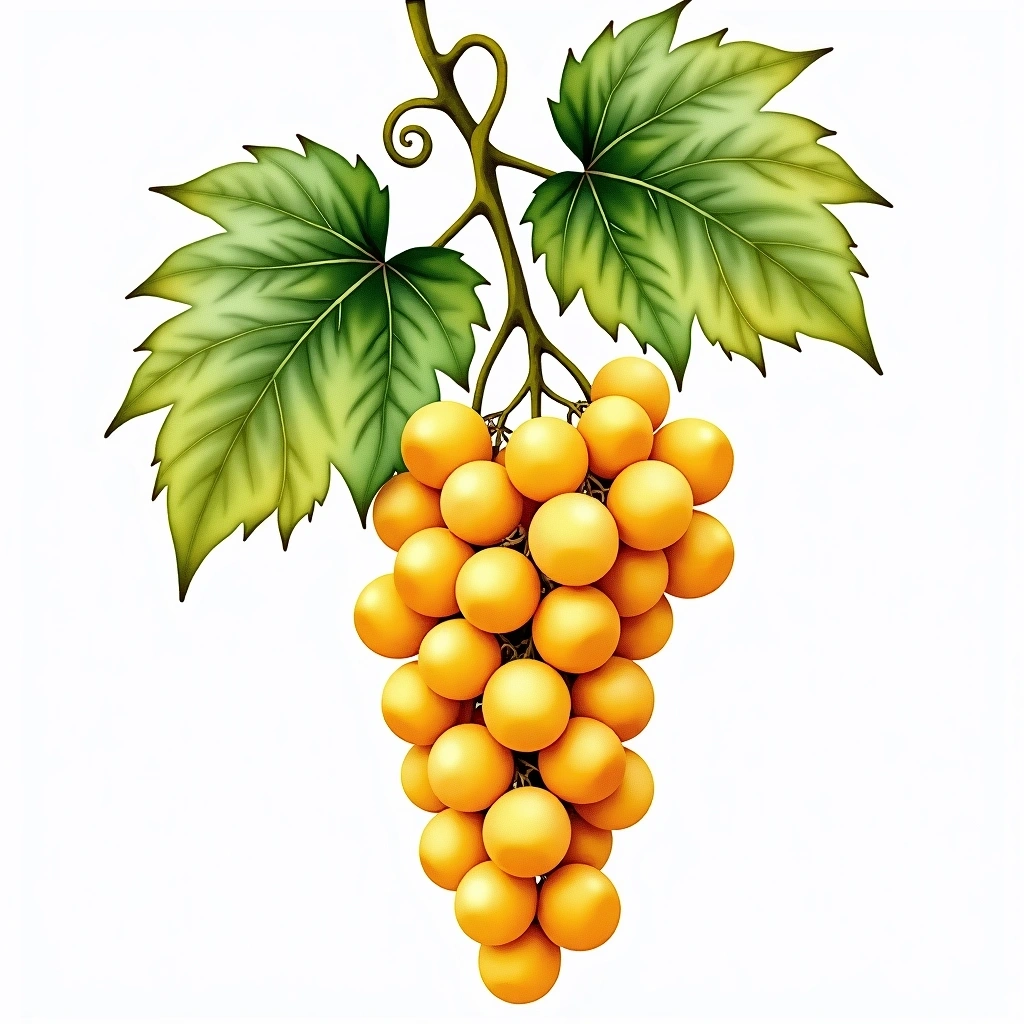 Muscat Orange grape variety — White watercolor illustration