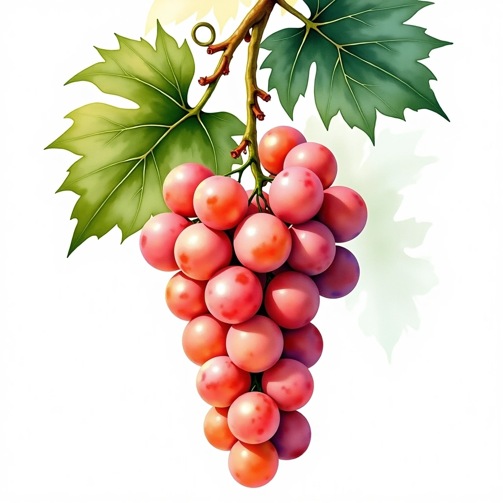 Muscat/Moscatel Roxo grape variety — Rosé watercolor illustration