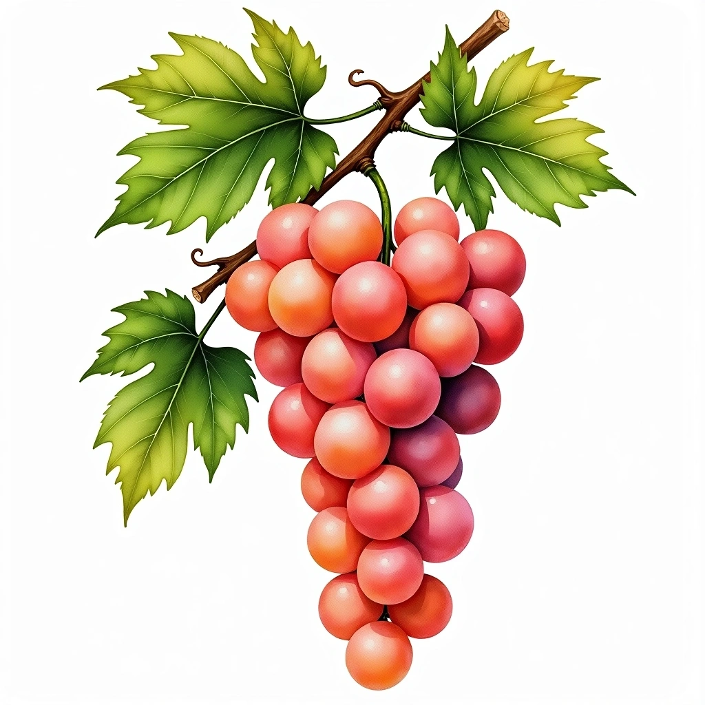 Muscat/Moscatello Selvatico grape variety — Rosé watercolor illustration