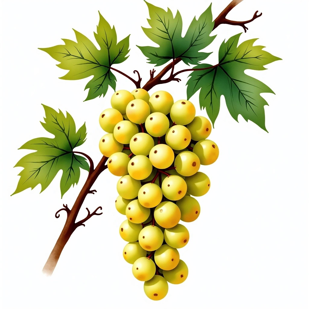 Muscat/Muscatel grape variety — White watercolor illustration