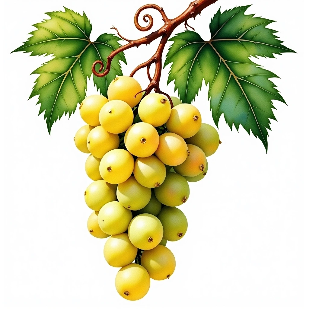 Muscat/Muskat Moravsky grape variety — White watercolor illustration