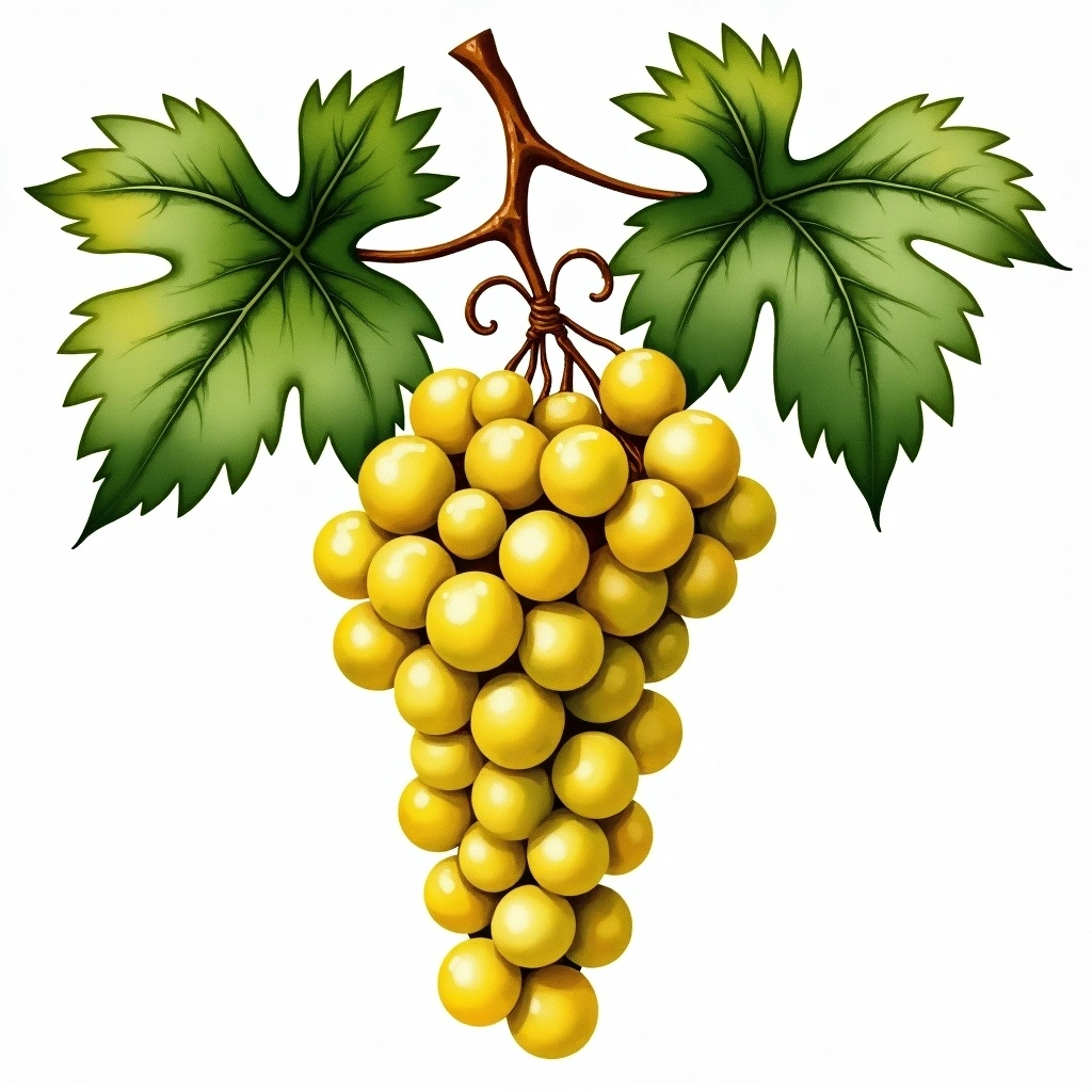 Mustoasa de Maderat grape variety — White watercolor illustration