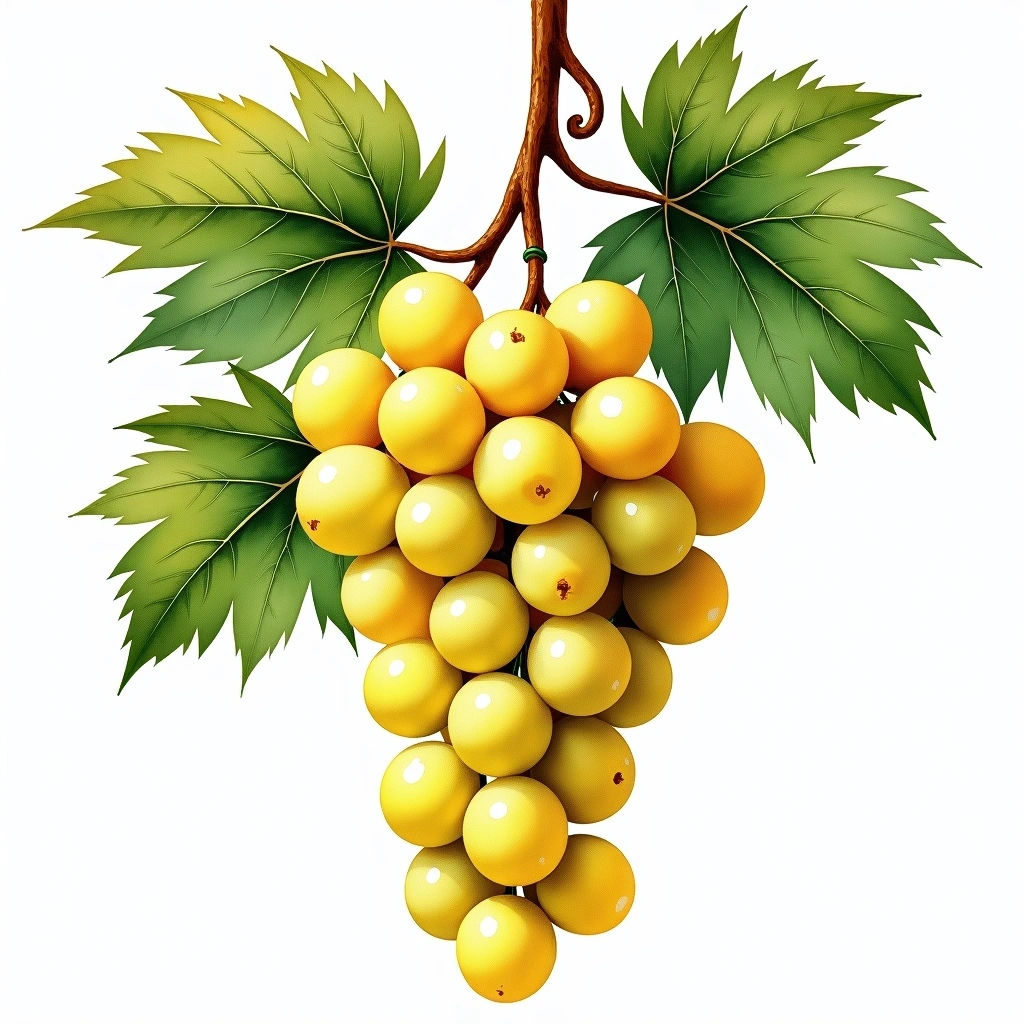 Nascetta grape variety — White watercolor illustration