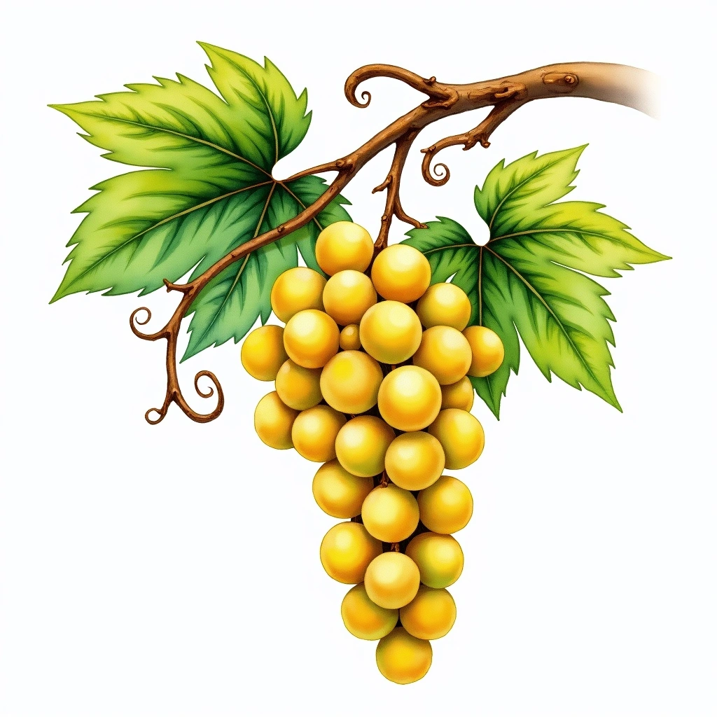 Nasco grape variety — White watercolor illustration