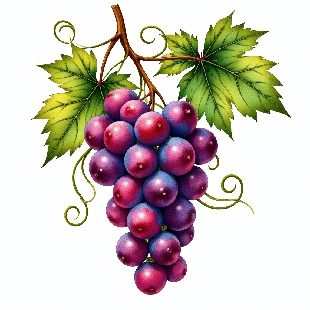 Negoska grape variety — Red watercolor illustration