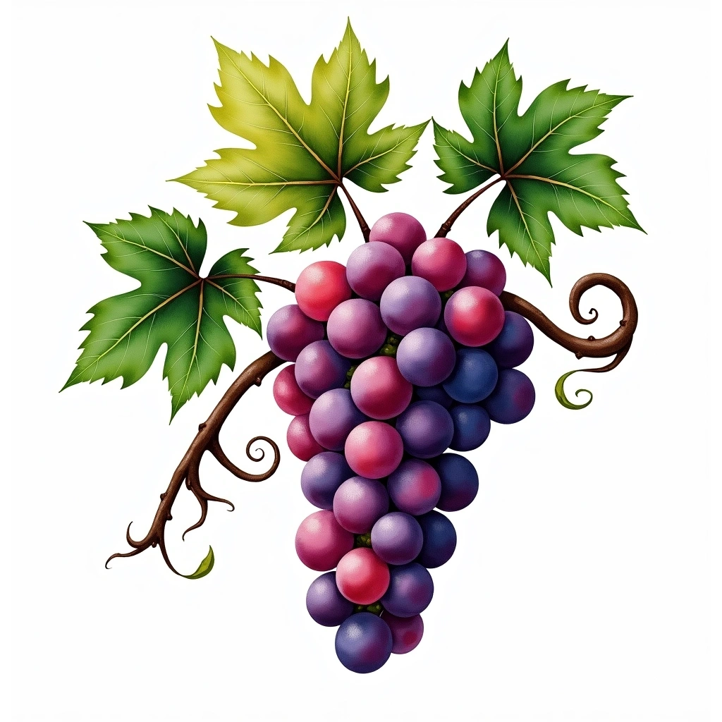 Negrara Trentino grape variety — Red watercolor illustration