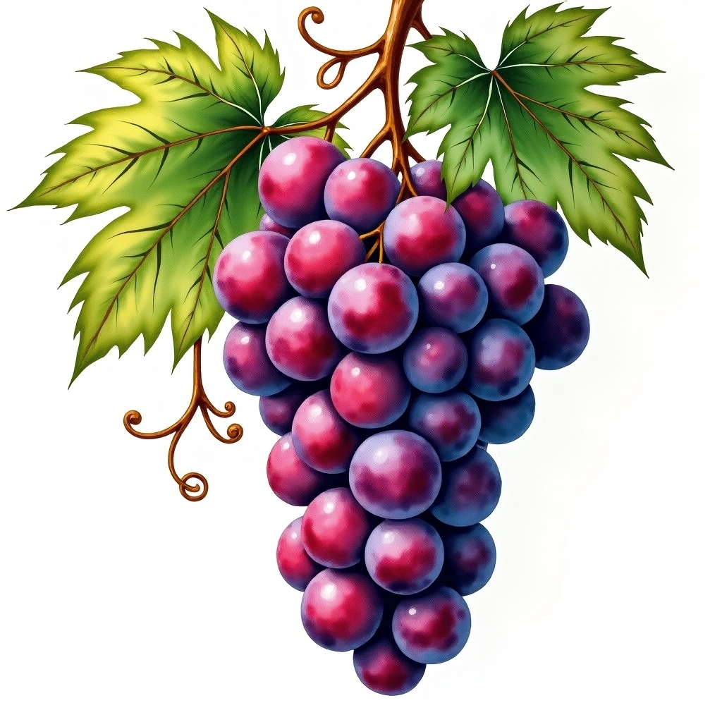 Negrara Veronese grape variety — Red watercolor illustration