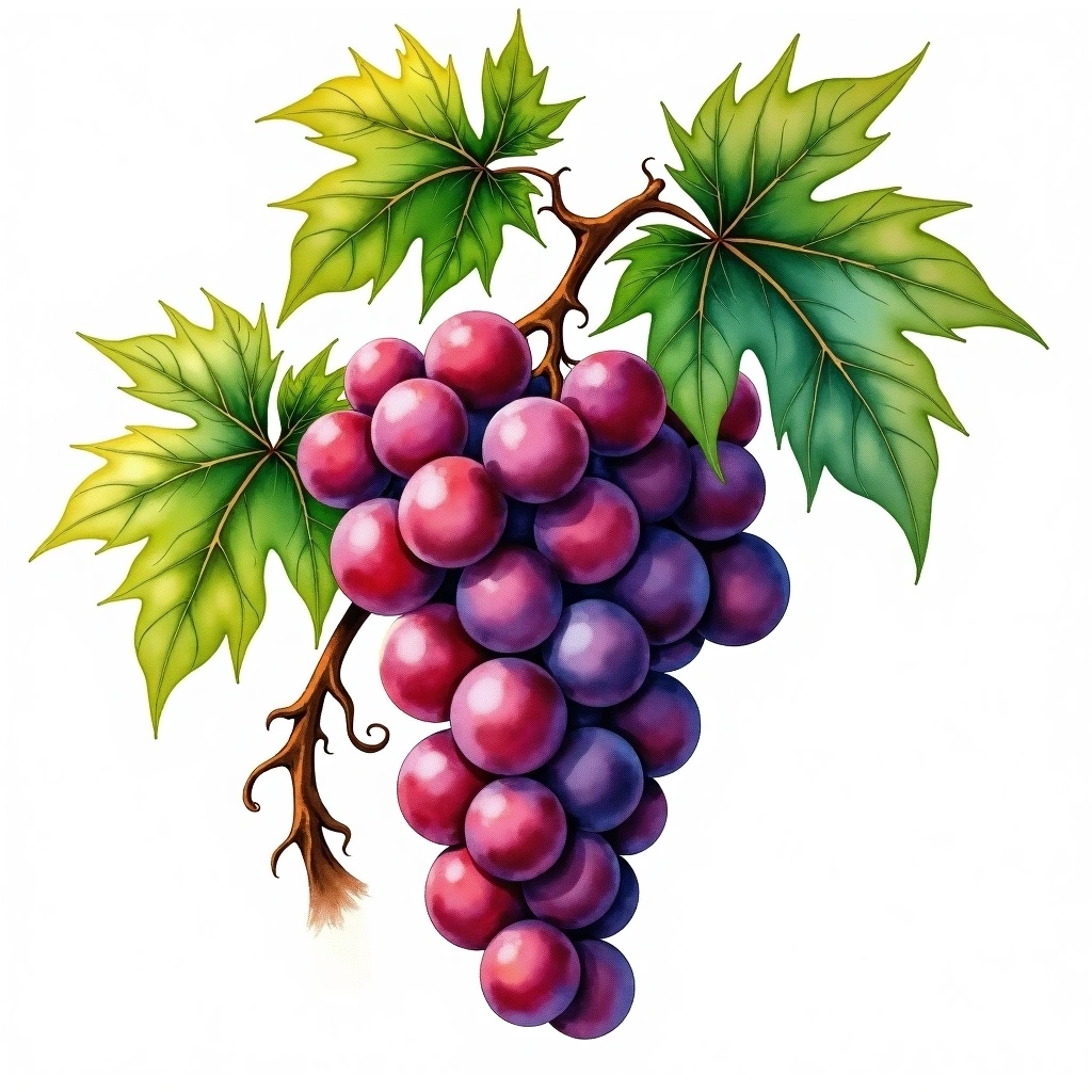 Negroamaro grape variety — Red watercolor illustration