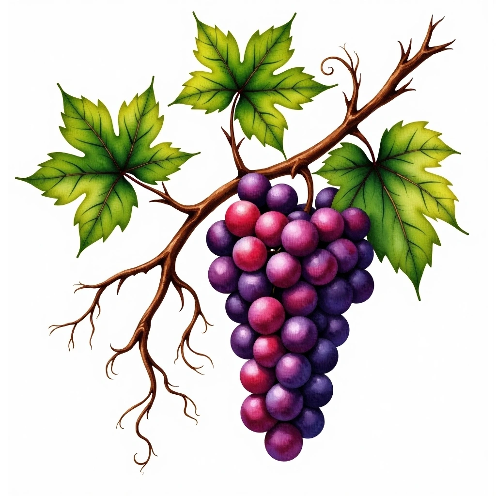 Neretta Cuneese grape variety — Red watercolor illustration