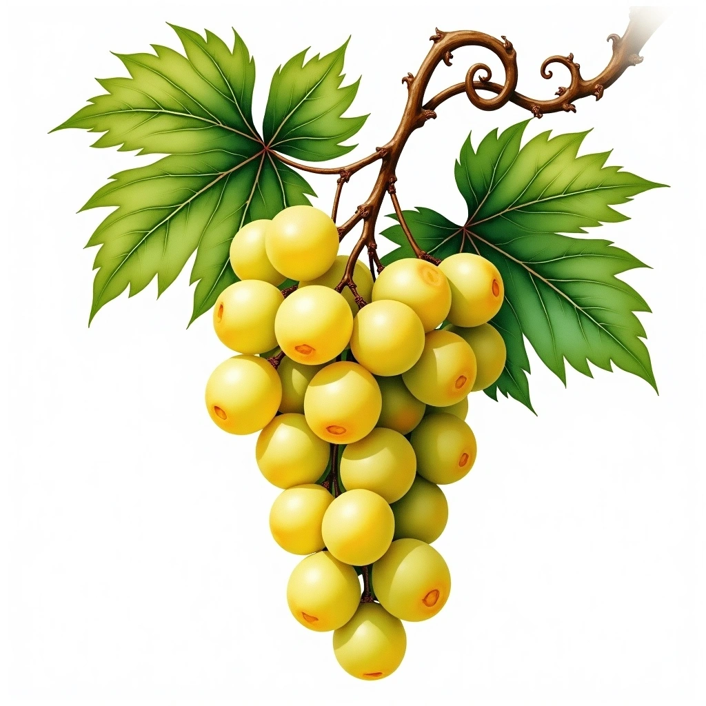 Neuburger grape variety — White watercolor illustration