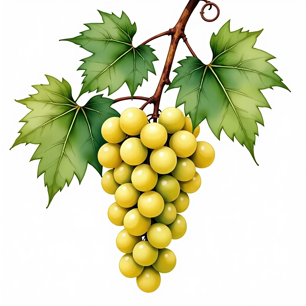 Niagara Blanc grape variety — White watercolor illustration