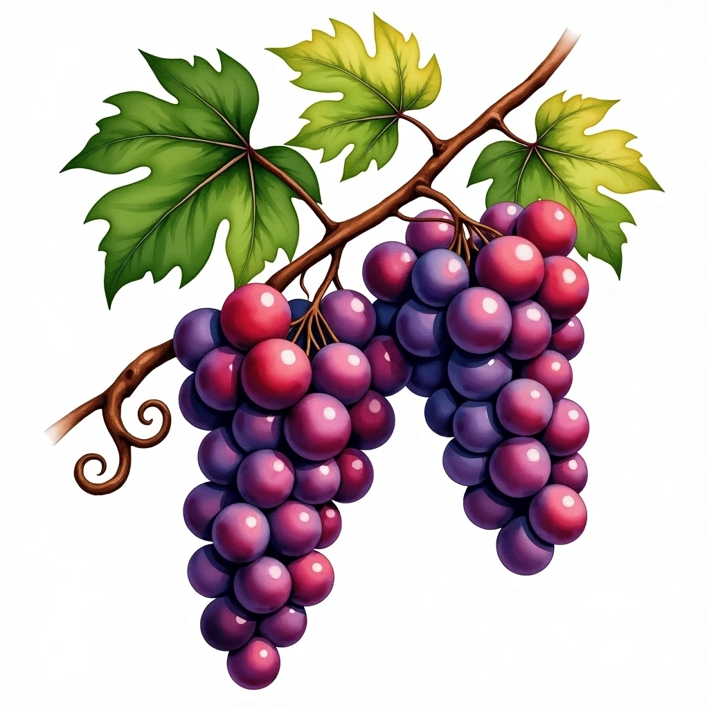 Nieddera grape variety — Red watercolor illustration