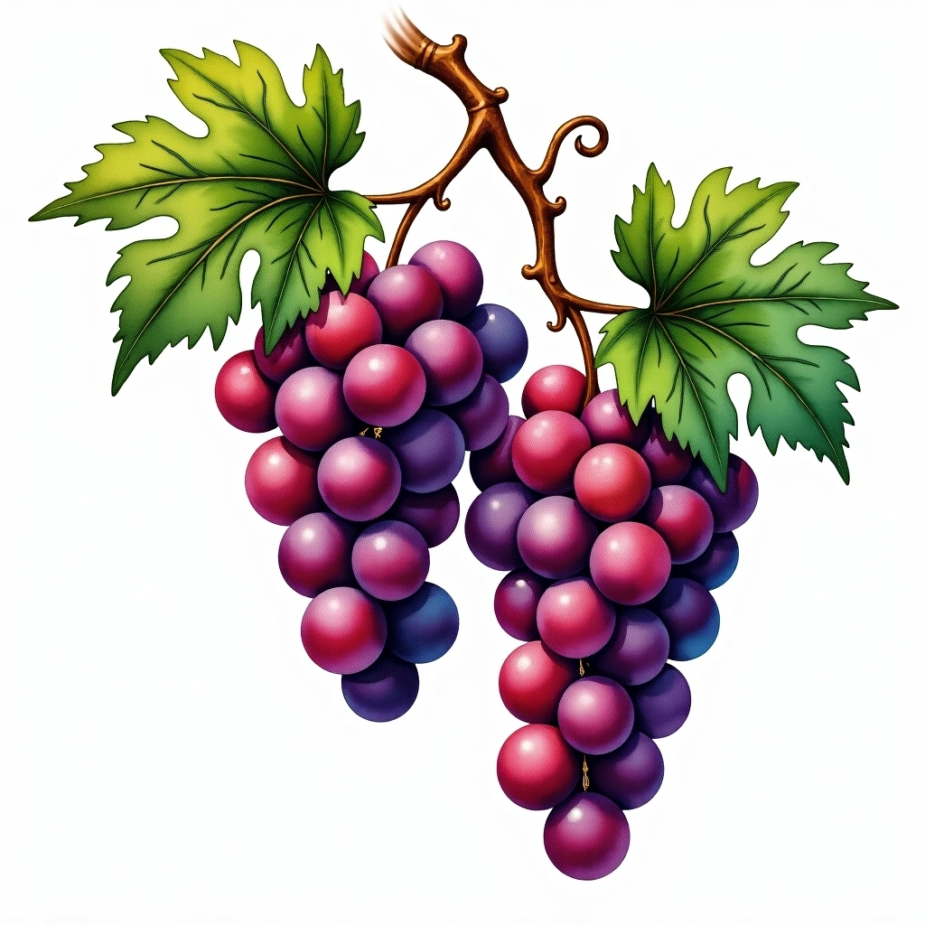 Nielluccio grape variety — Red watercolor illustration