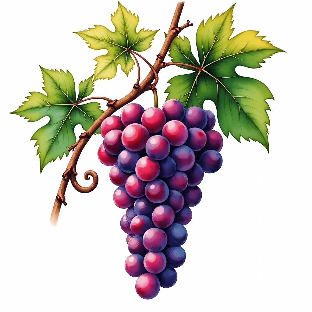 Noble grape variety — Red watercolor illustration