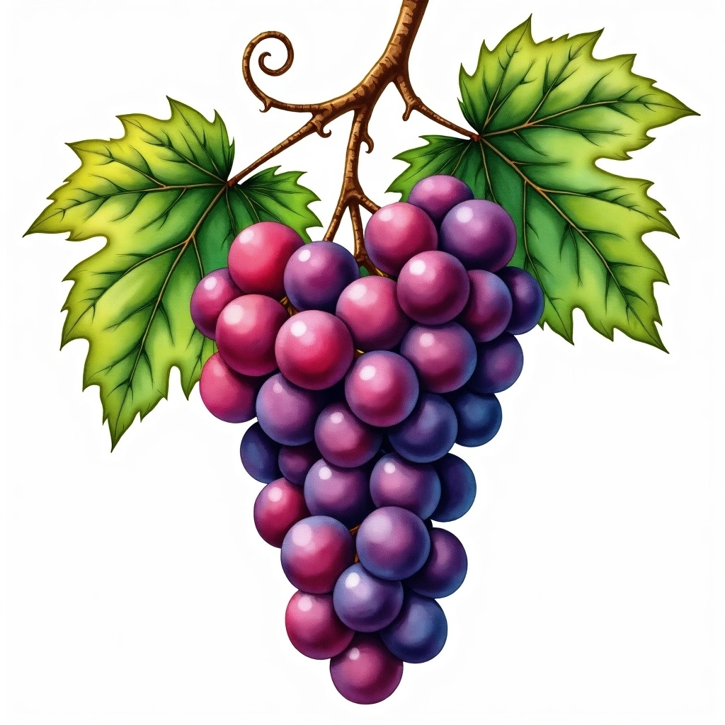 Norton grape variety — Red watercolor illustration