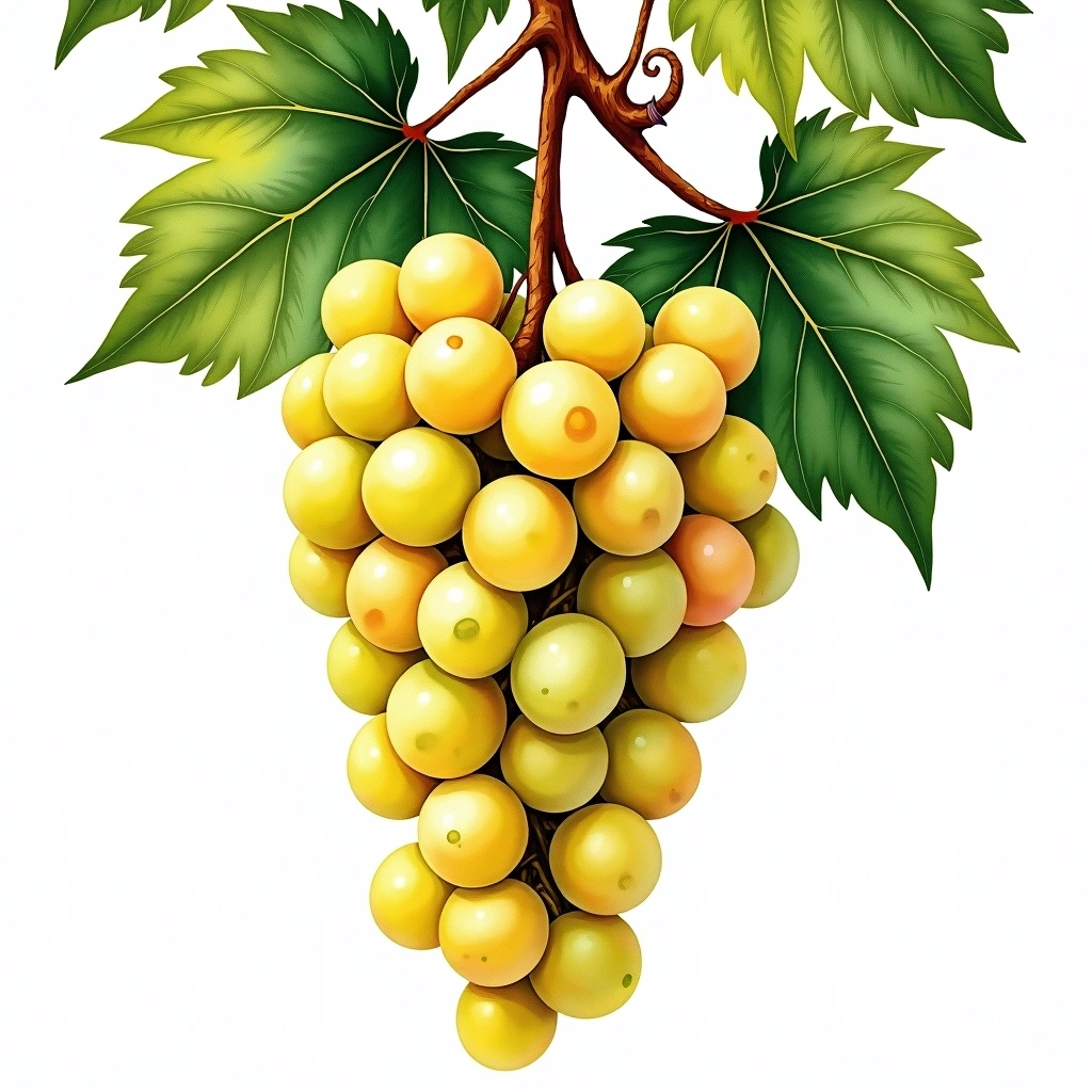 Nosiola grape variety — White watercolor illustration