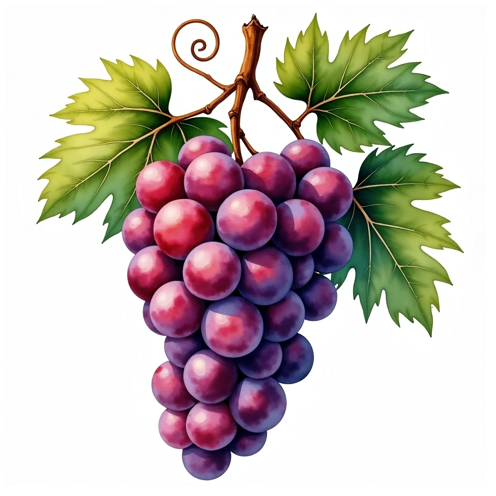 Nouvelle grape variety — Red watercolor illustration
