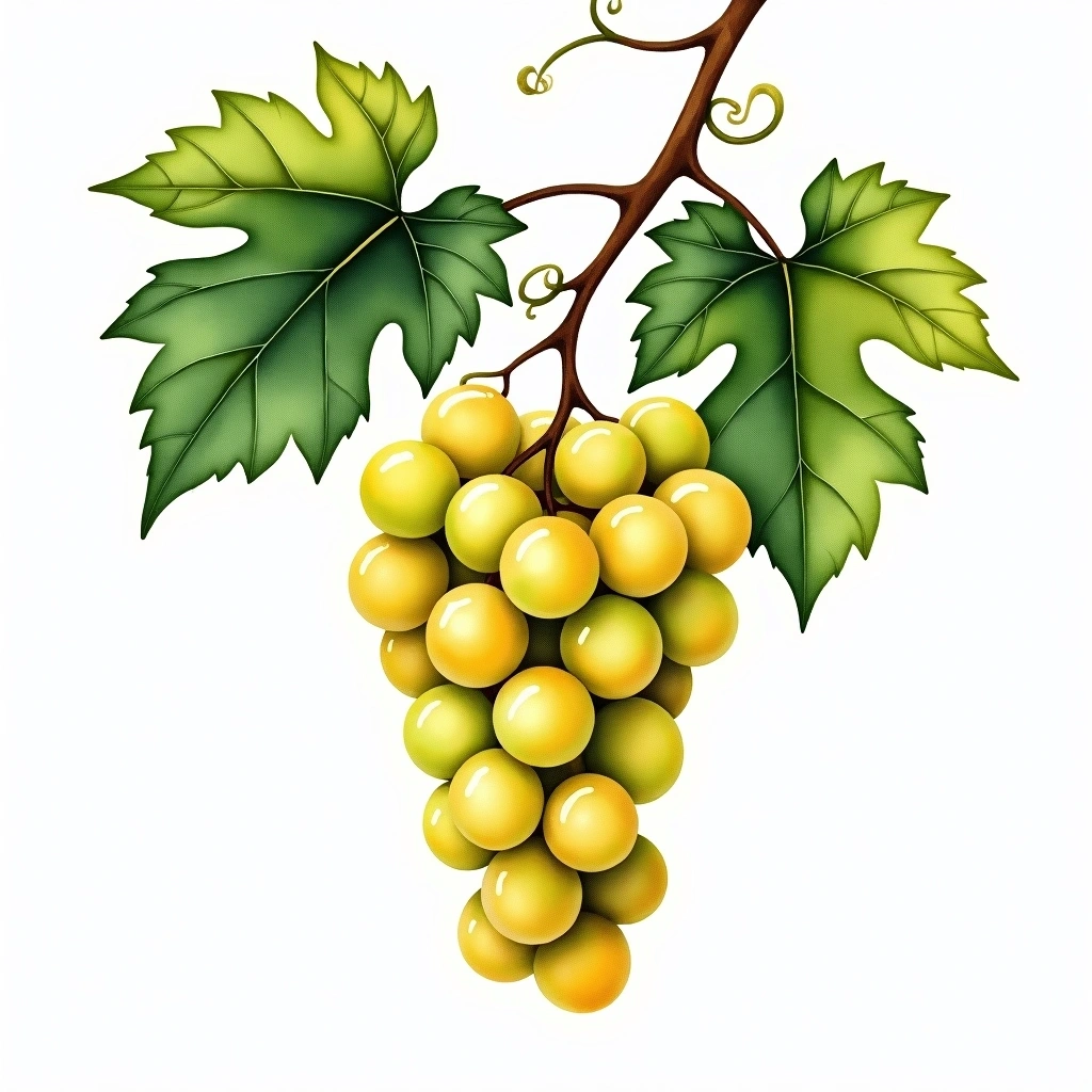 Nuragus grape variety — White watercolor illustration