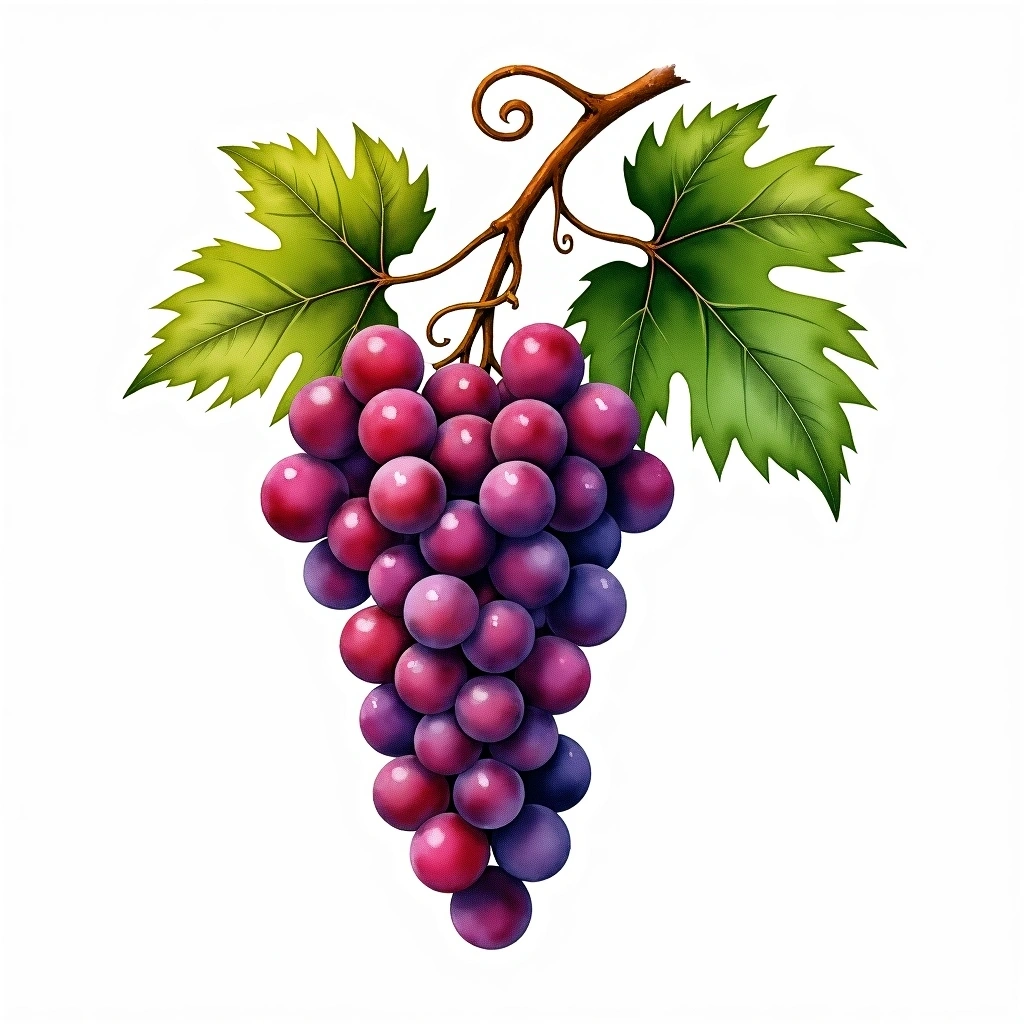 Ojaleshi grape variety — Red watercolor illustration
