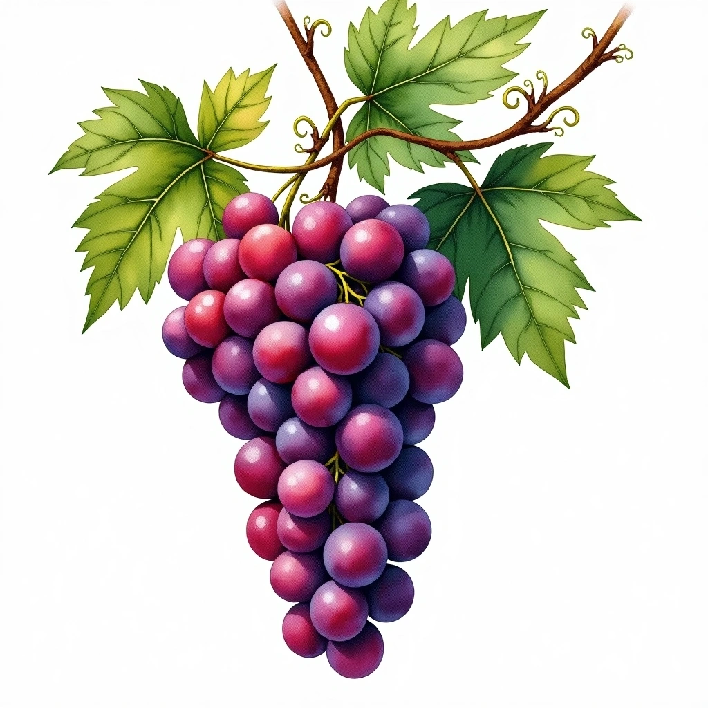 Ondenc grape variety — Red watercolor illustration