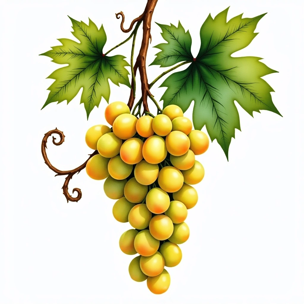 Orion grape variety — White watercolor illustration
