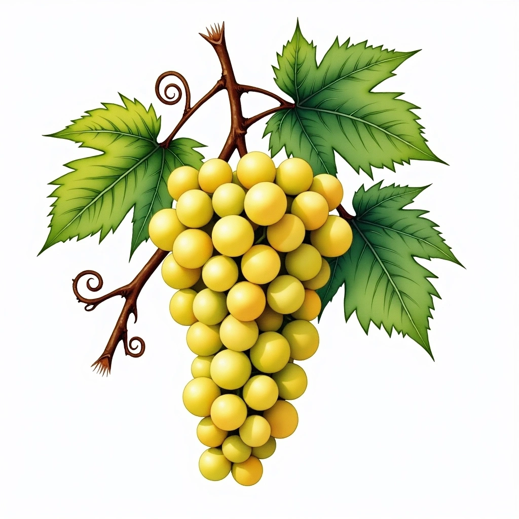 Ortrugo grape variety — White watercolor illustration