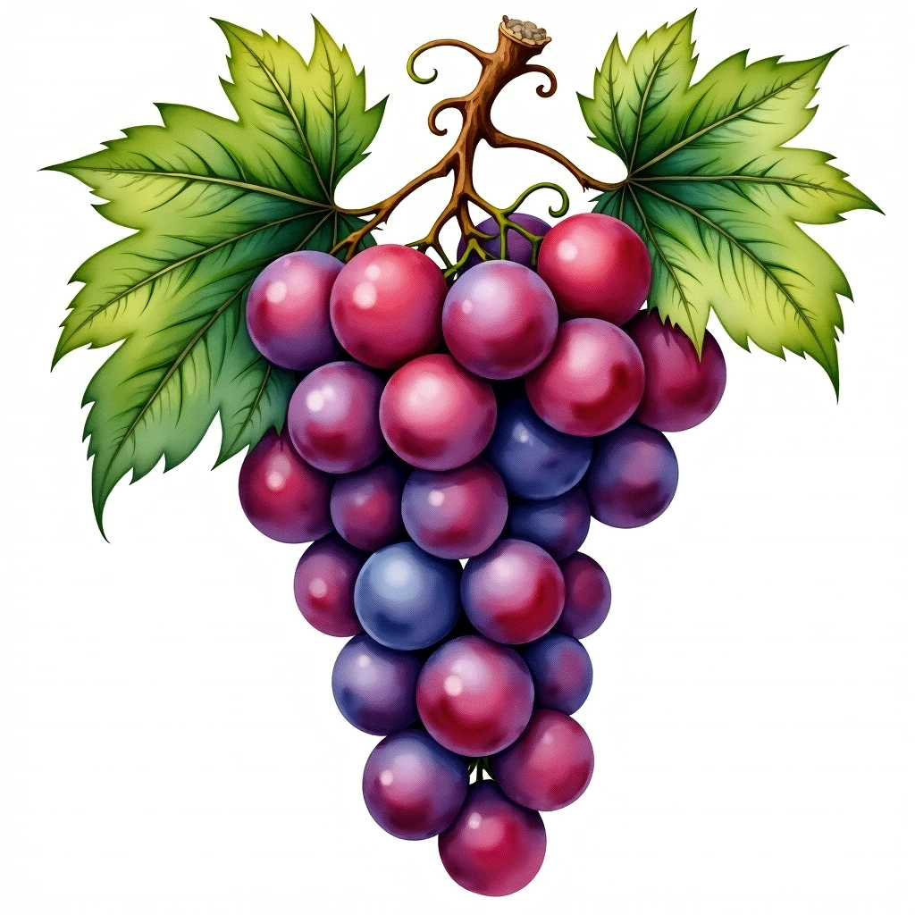Oseleta grape variety — Red watercolor illustration