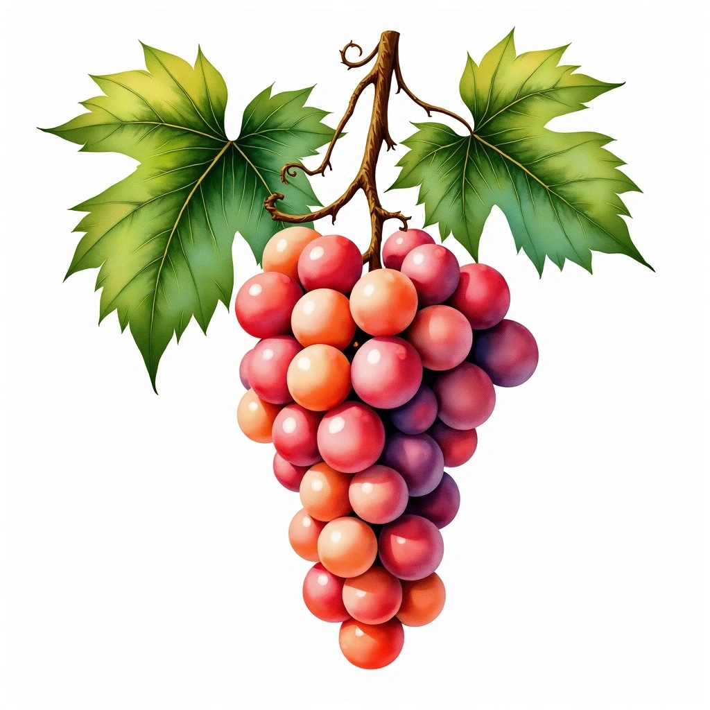 Padeiro grape variety — Rosé watercolor illustration