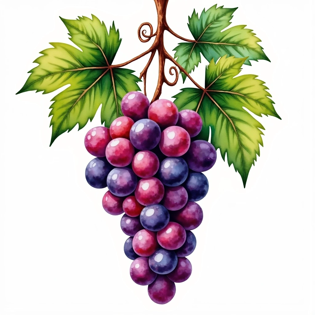 País/Mission grape variety — Red watercolor illustration