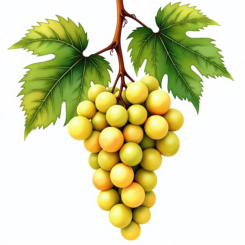 Palava grape variety — White watercolor illustration