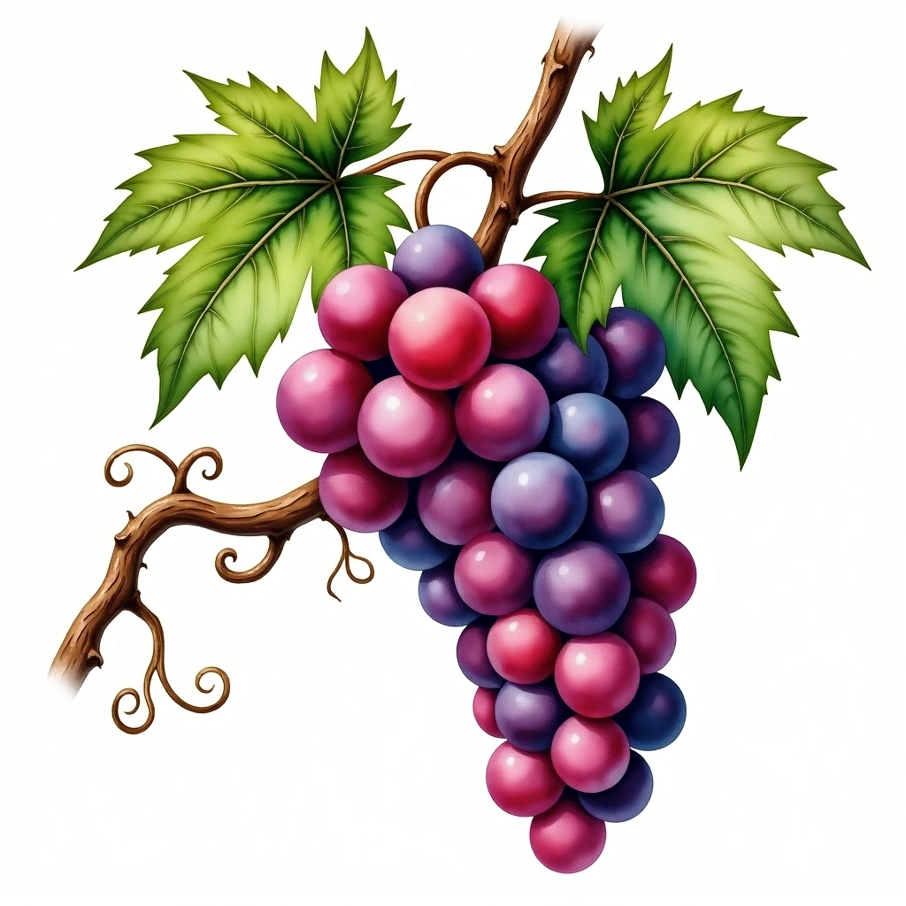 Pamid grape variety — Red watercolor illustration