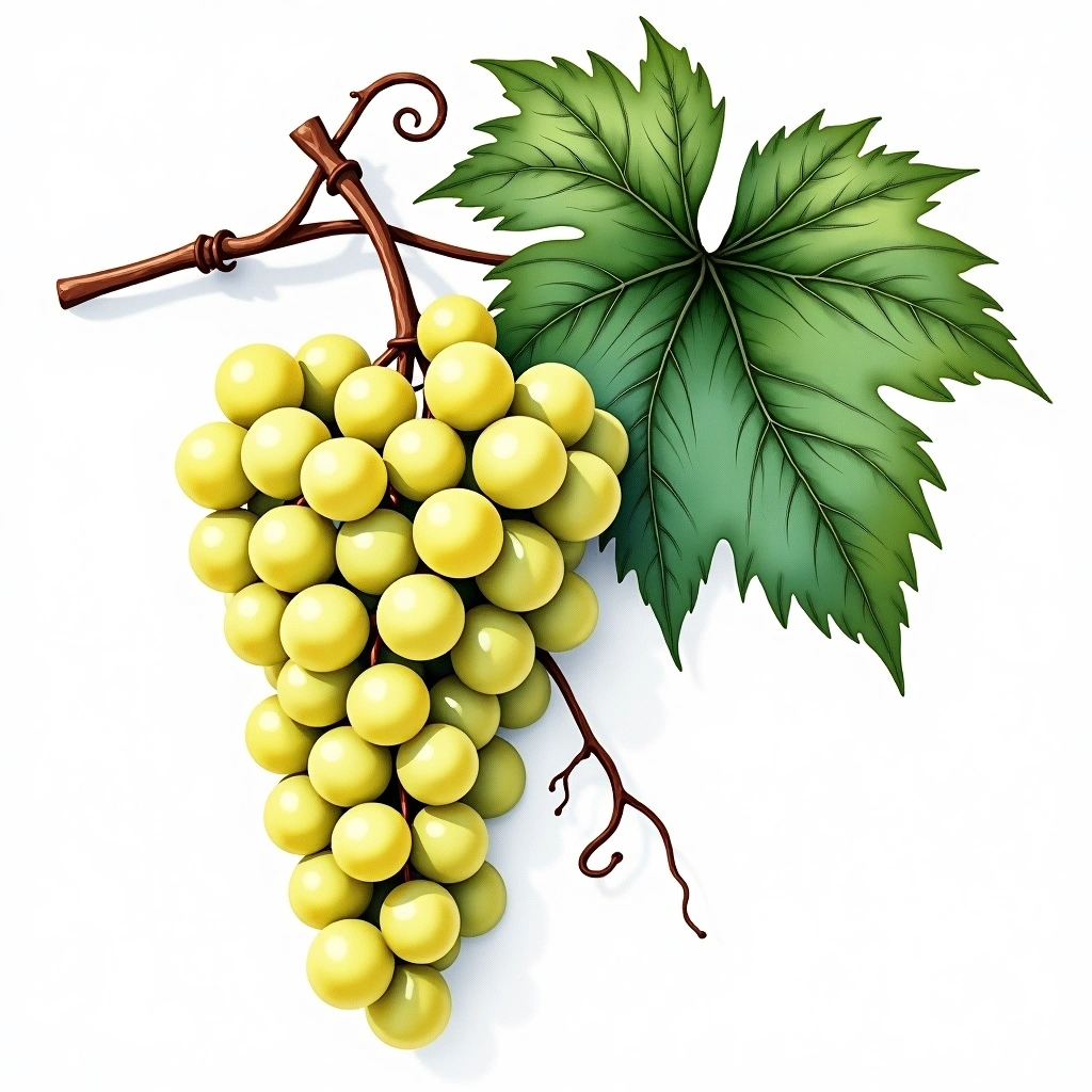 Parellada grape variety — White watercolor illustration