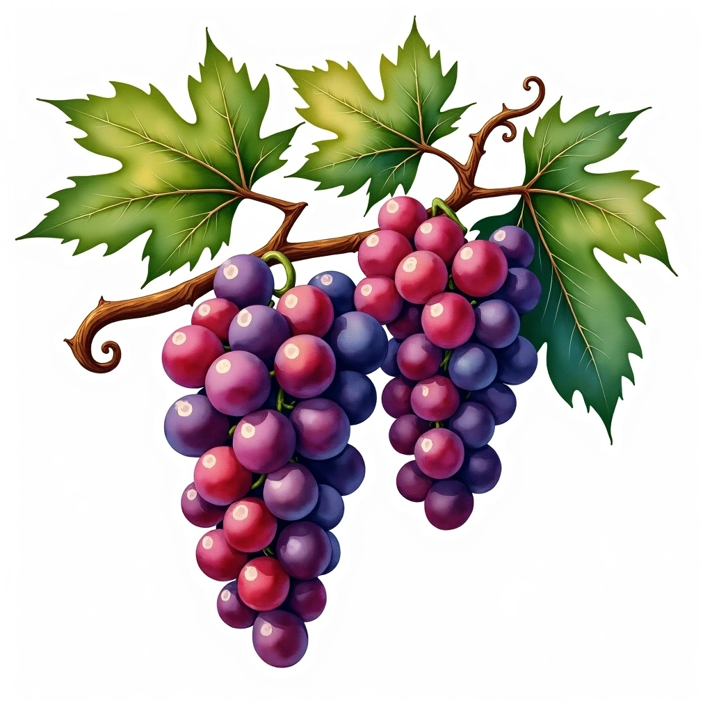 Parraleta grape variety — Red watercolor illustration