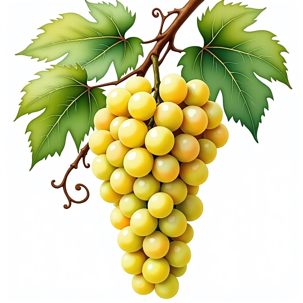 Passerina grape variety — White watercolor illustration