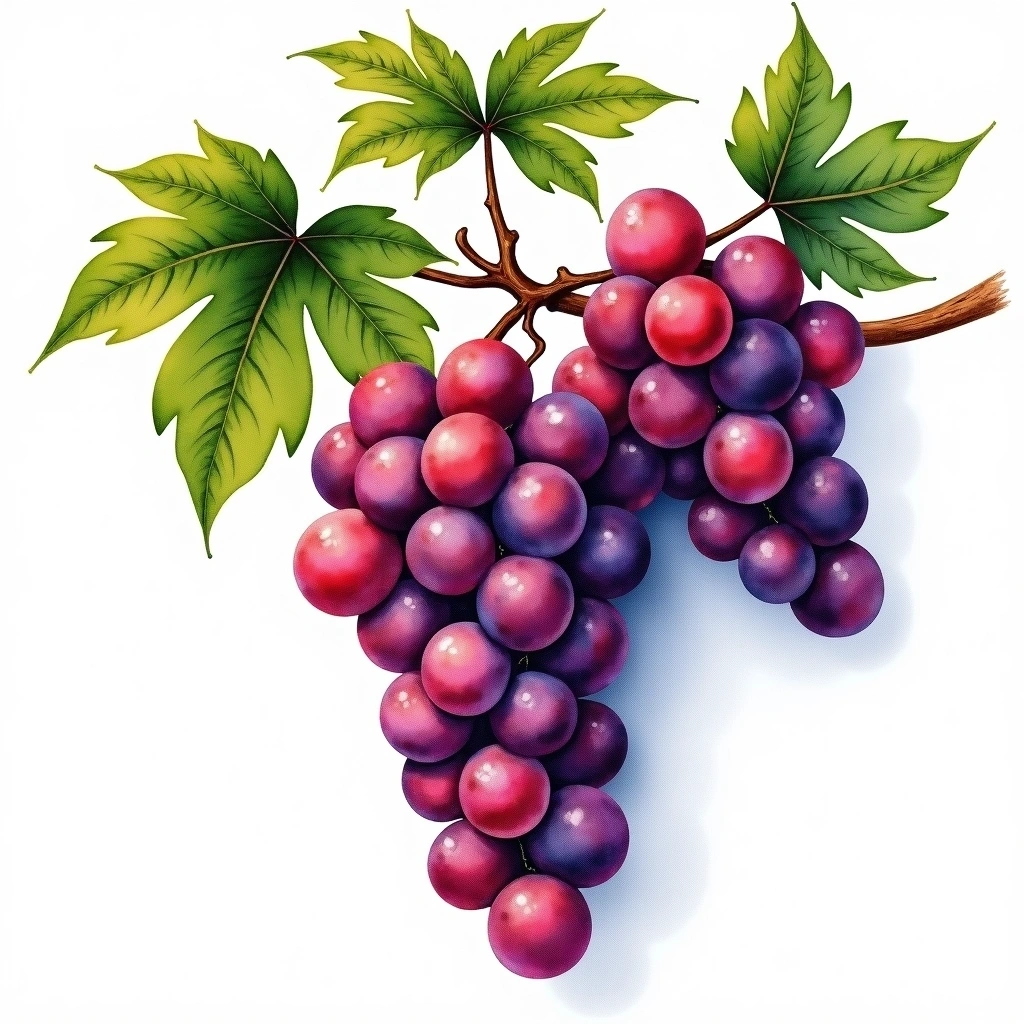 Pavana grape variety — Red watercolor illustration