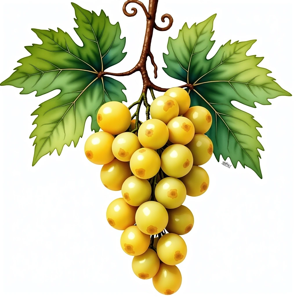 Pederna grape variety — White watercolor illustration
