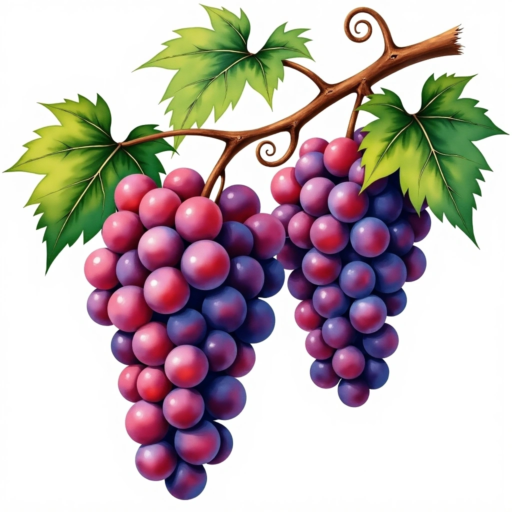 Pedral grape variety — Red watercolor illustration