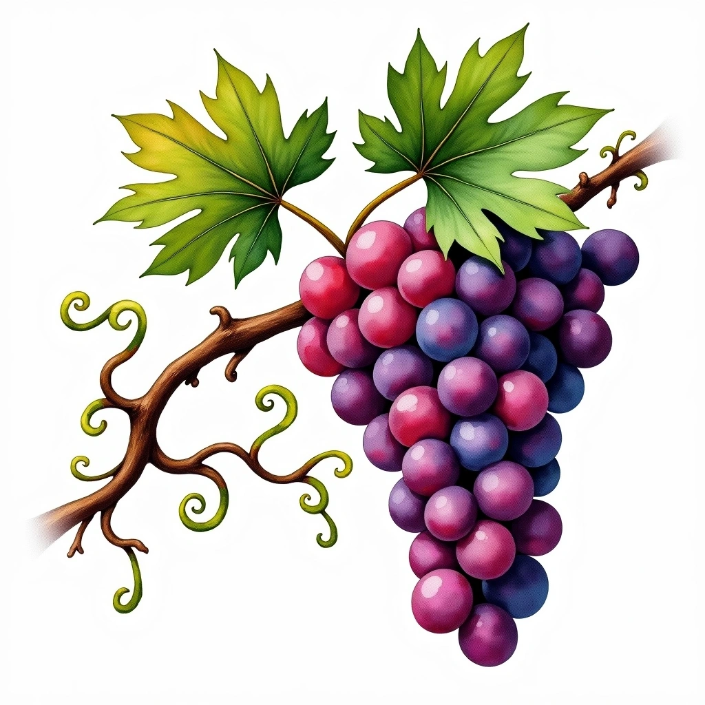 Pelaverga grape variety — Red watercolor illustration