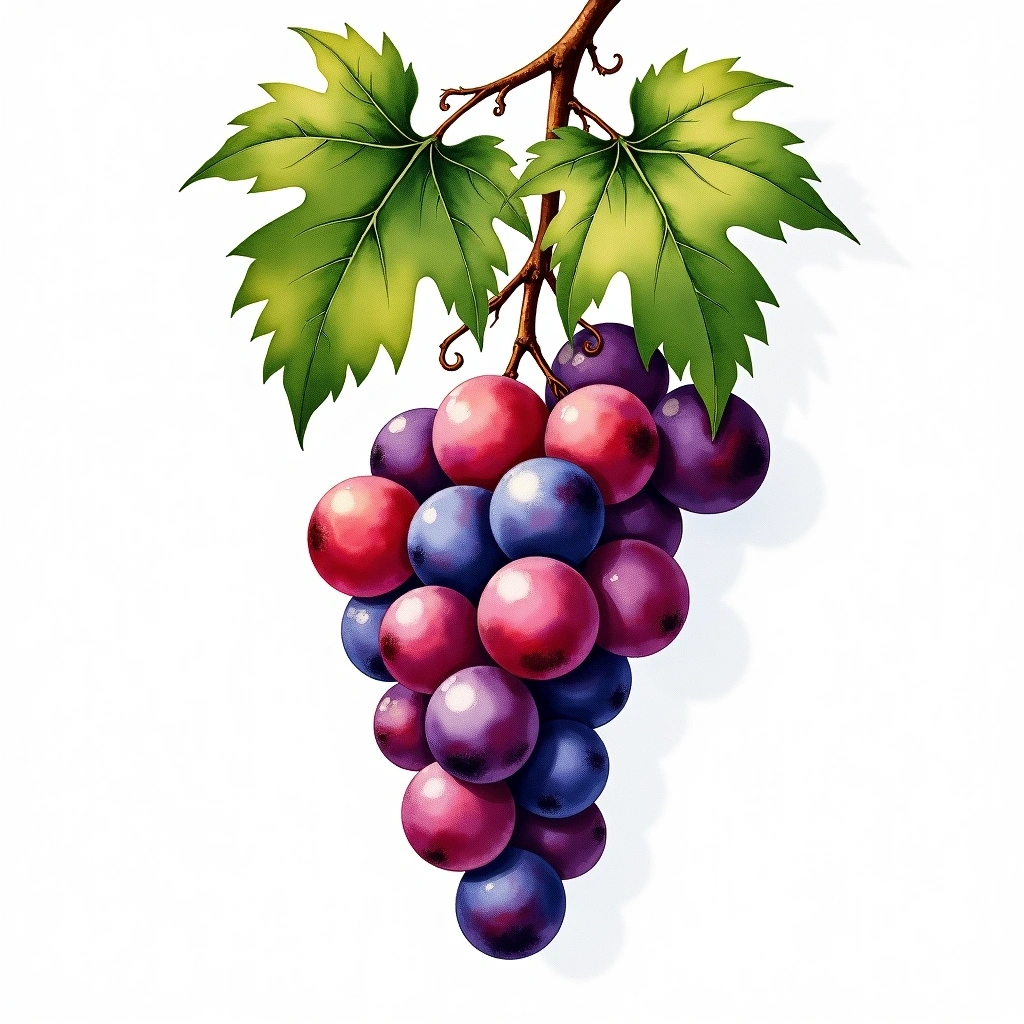 Perricone grape variety — Red watercolor illustration