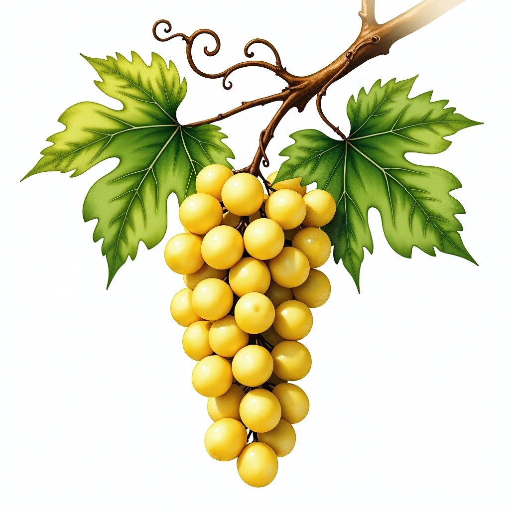 Perrum grape variety — White watercolor illustration