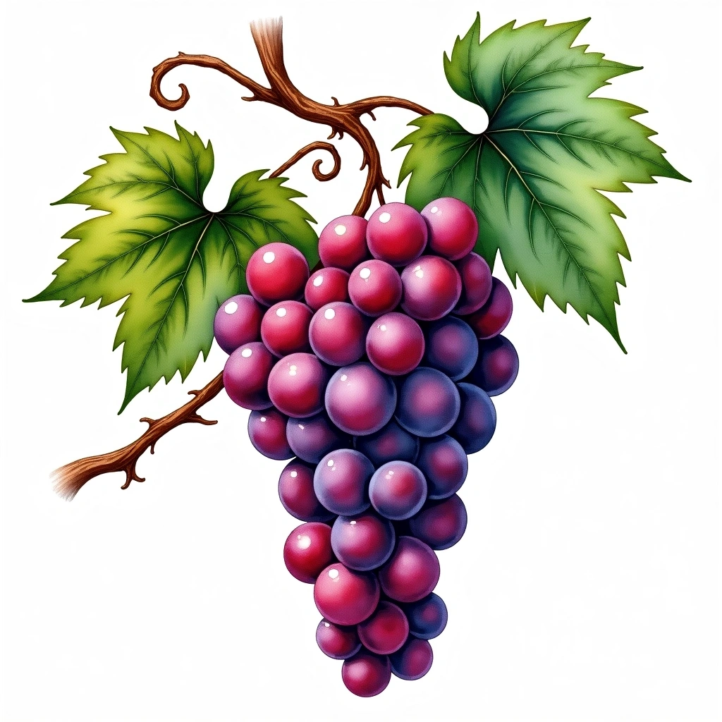 Petit Rouge grape variety — Red watercolor illustration