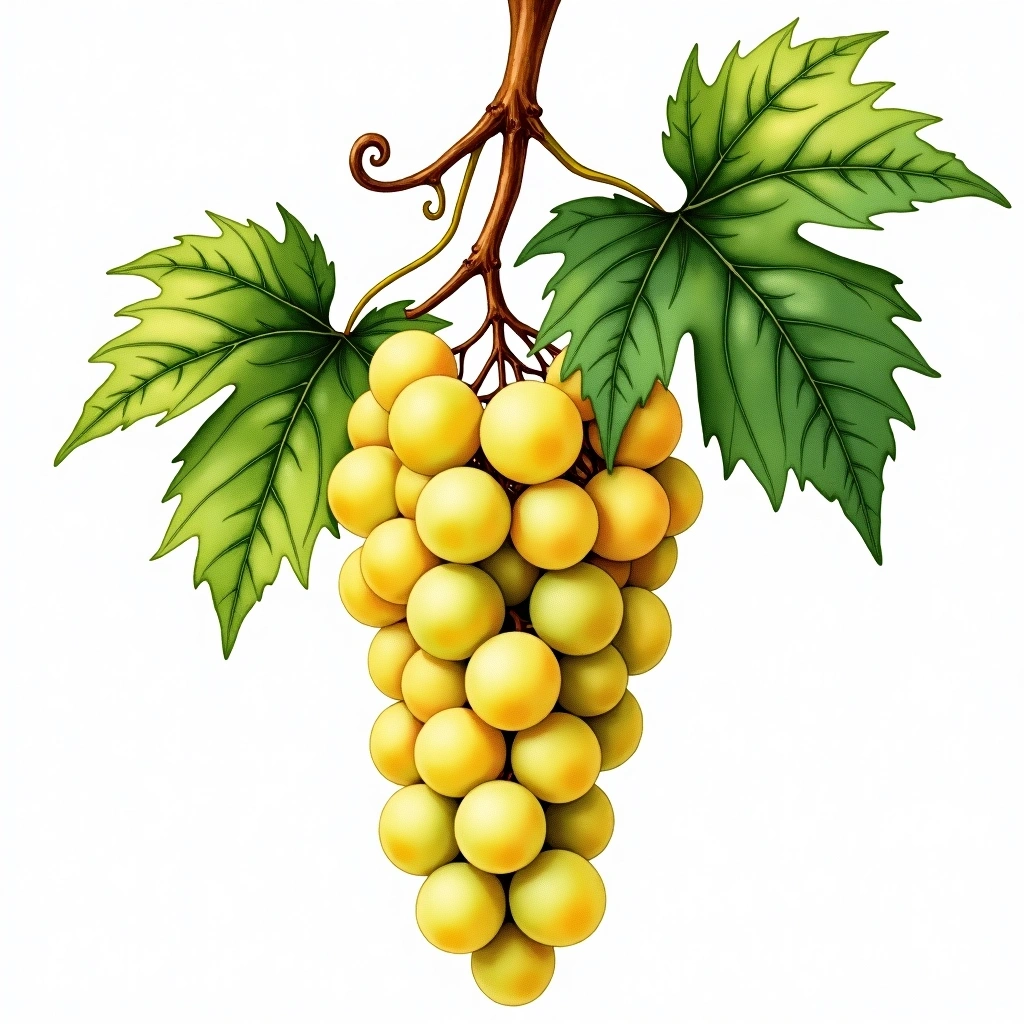 Petite Milo grape variety — White watercolor illustration