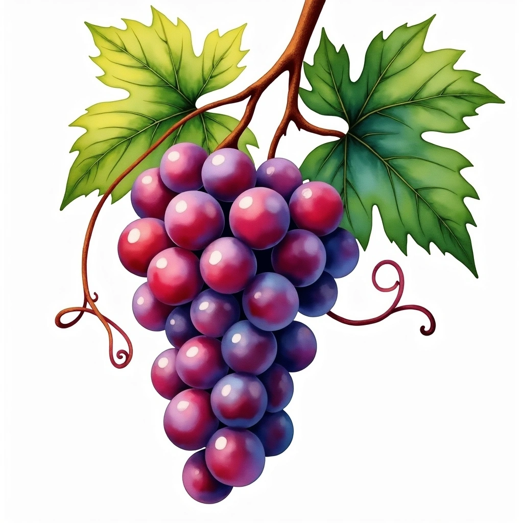 Petite Pearl grape variety — Red watercolor illustration
