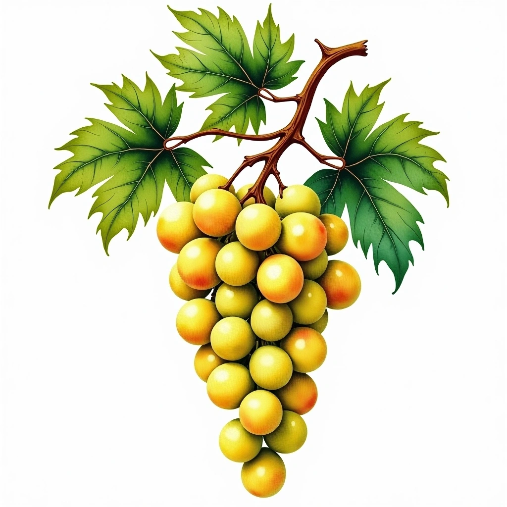 Phoenix grape variety — White watercolor illustration
